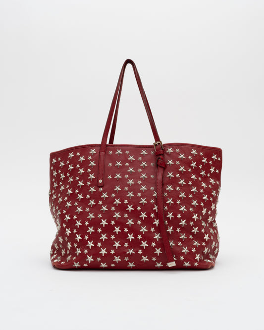2000s JIMMY CHOO Deep Red Large Sasha Tote