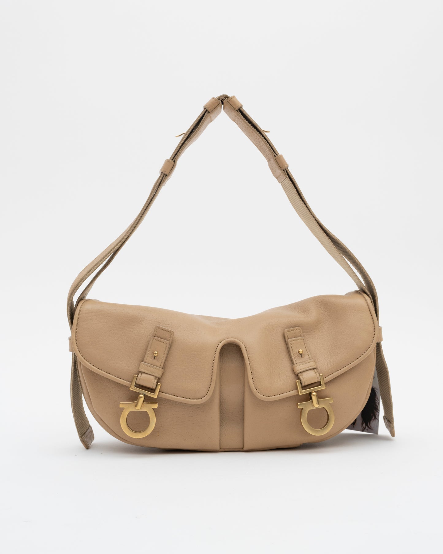 CC VTG SALVATORE FERRAGAMO Beige Gancini Bag