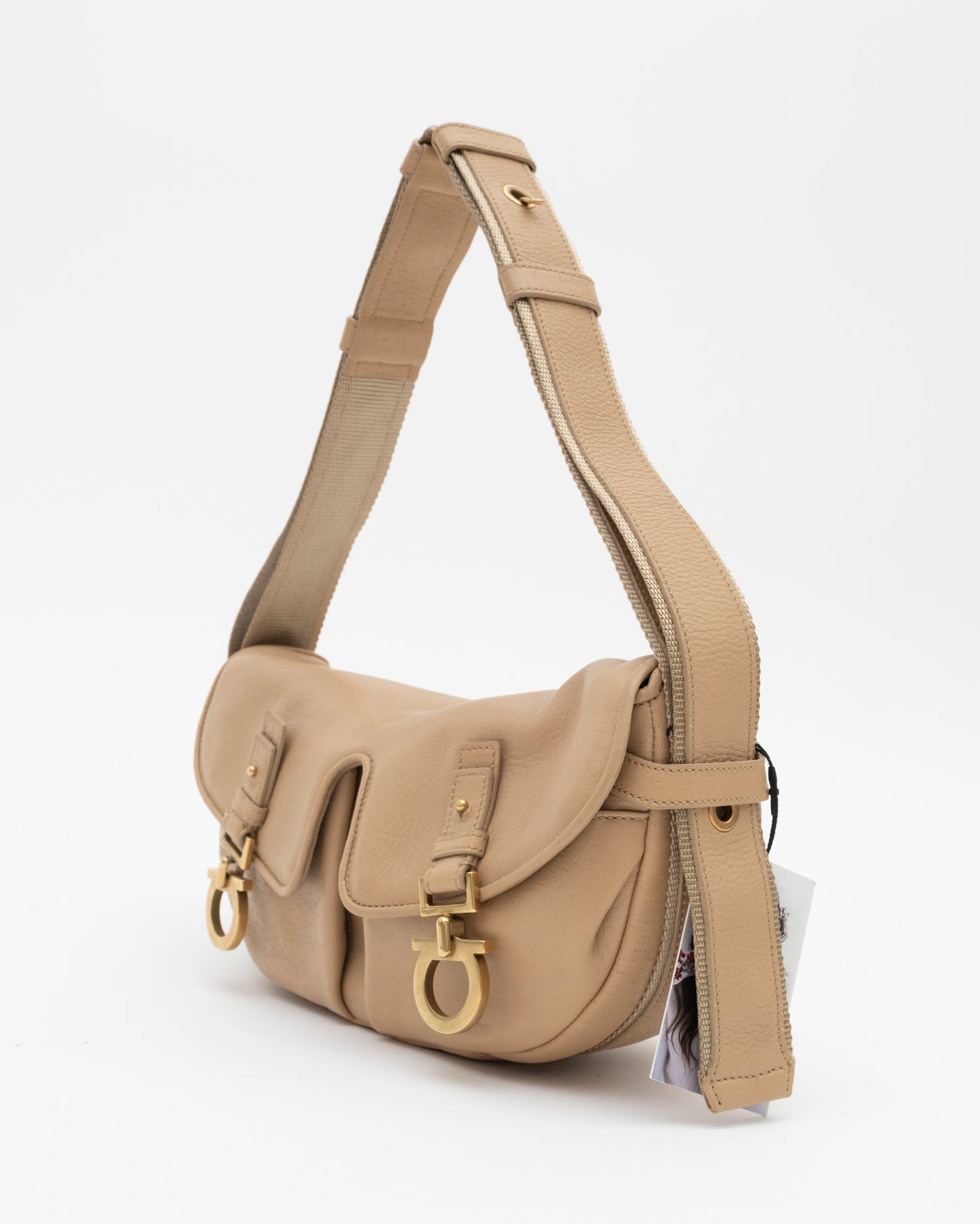 CC VTG SALVATORE FERRAGAMO Beige Gancini Bag