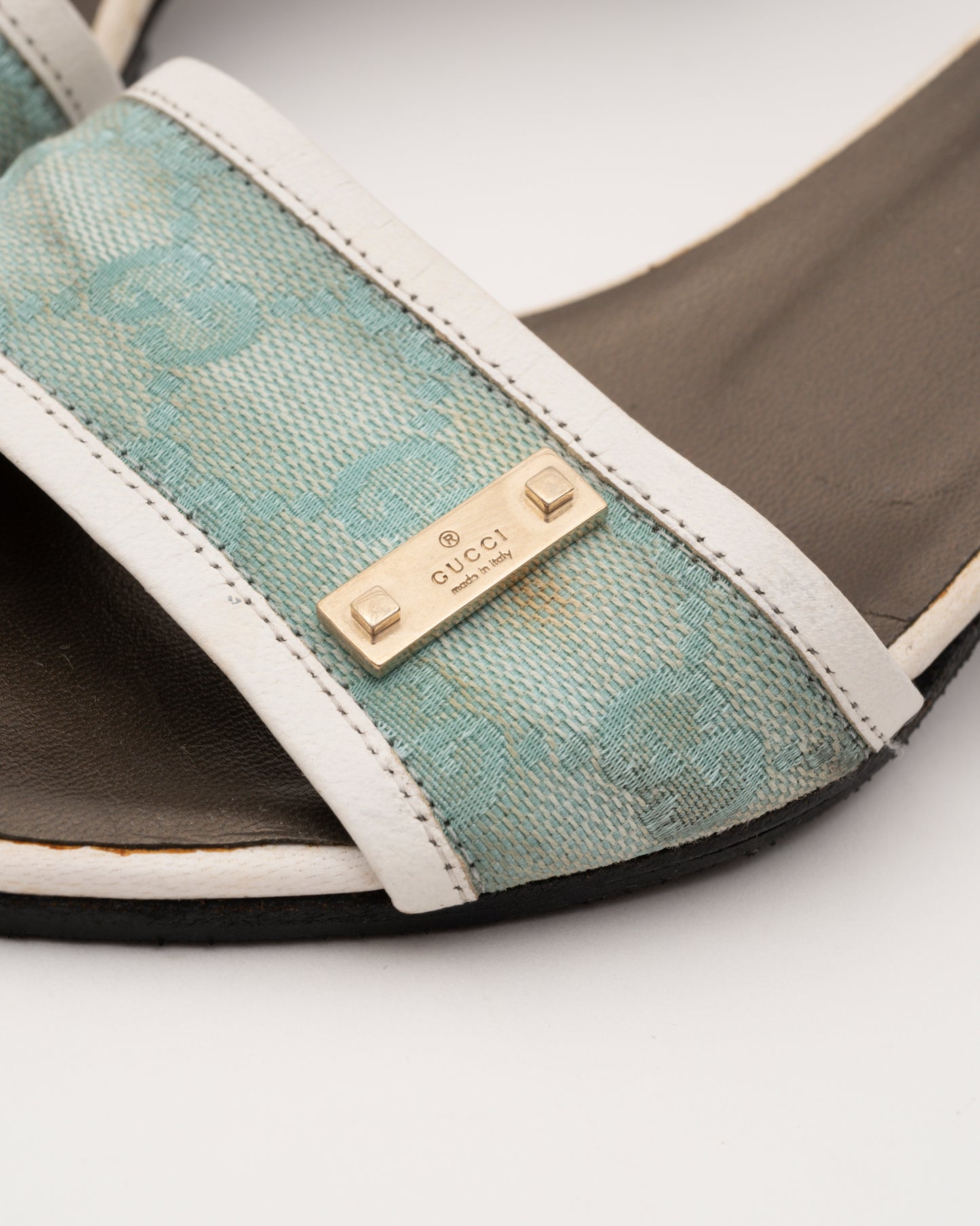 2000s GUCCI Tom Ford Era Blue GG Monogram Mules (35.5)