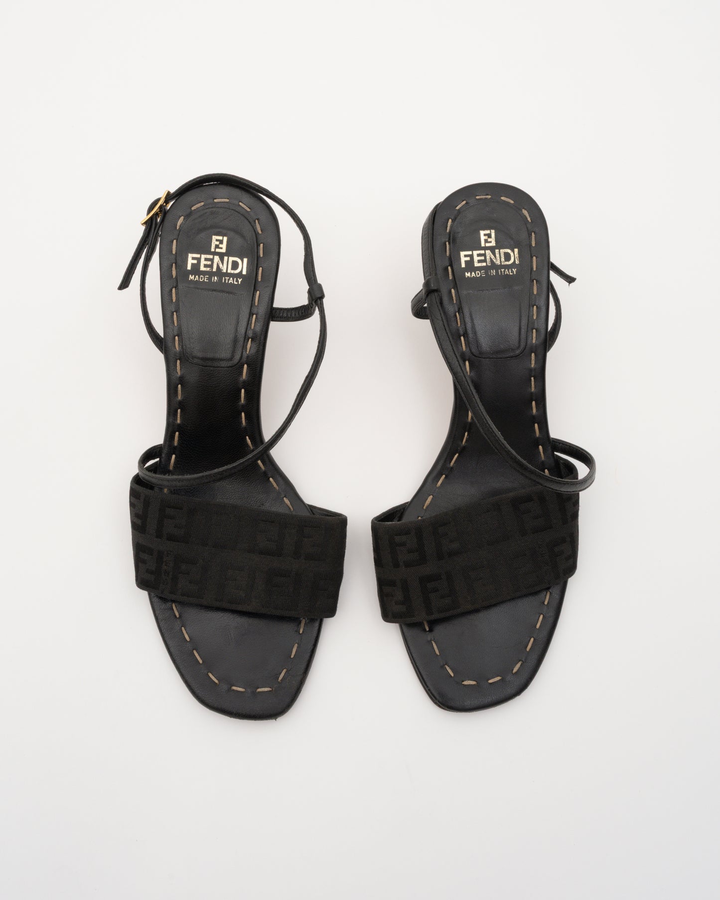 90s FENDI Zucca Black Slingback Sandals (36)