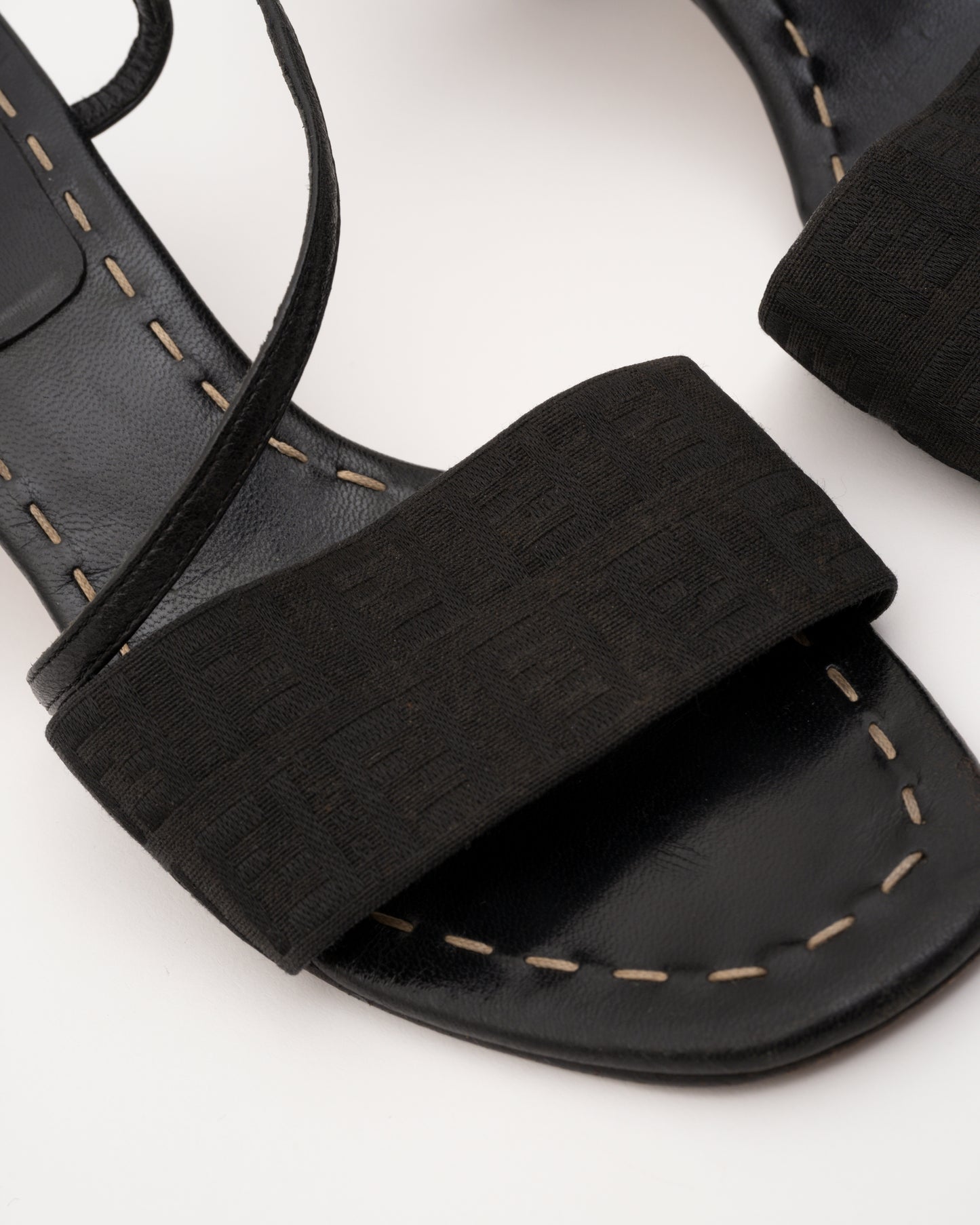 90s FENDI Zucca Black Slingback Sandals (36)