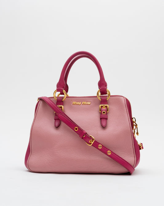 2000s MIU MIU Pink Leather Two-Way Bag