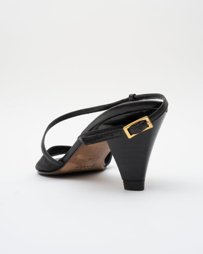 90s FENDI Zucca Black Slingback Sandals (36)