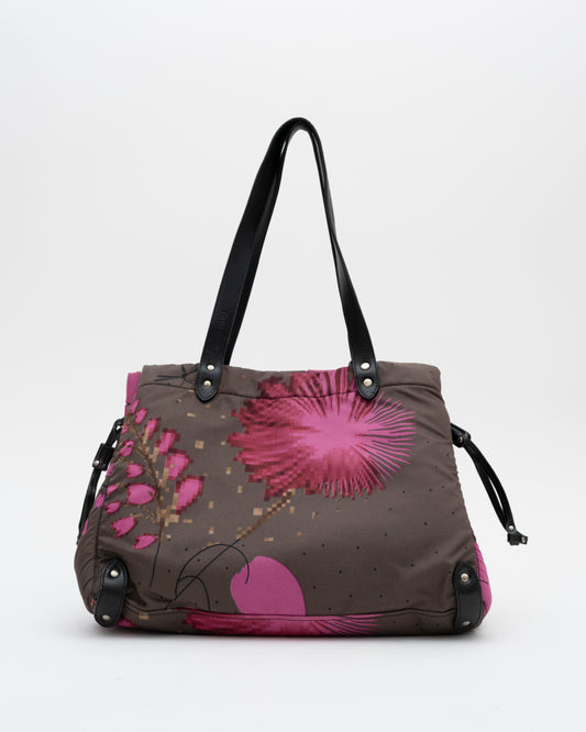 2000s MIU MIU Pixel Floral Nylon Bag