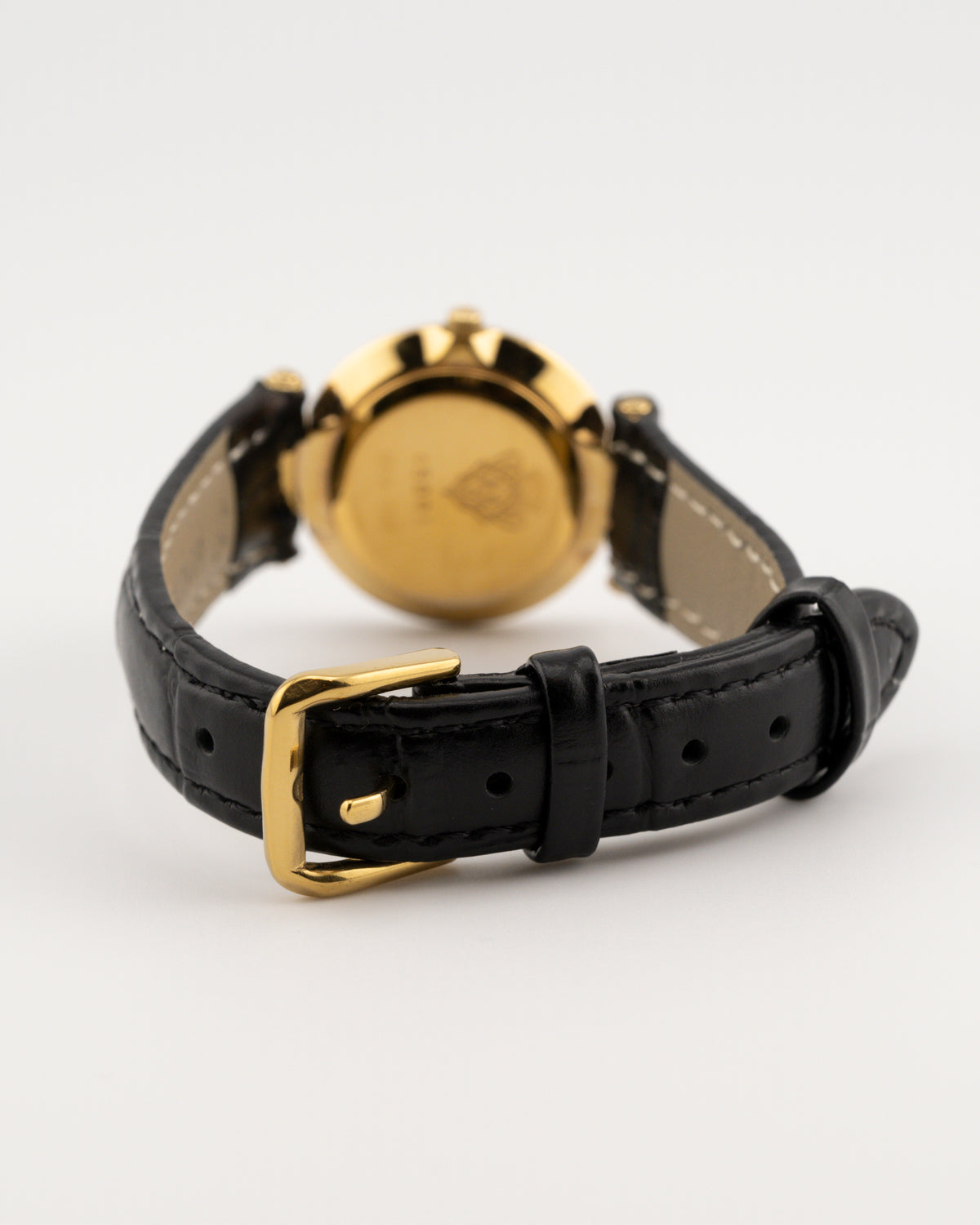 90s GUCCI 4500L Two Tone Leather Watch w/Black Dial
