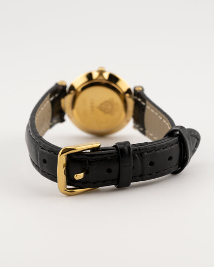 90s GUCCI 4500L Two Tone Leather Watch w/Black Dial