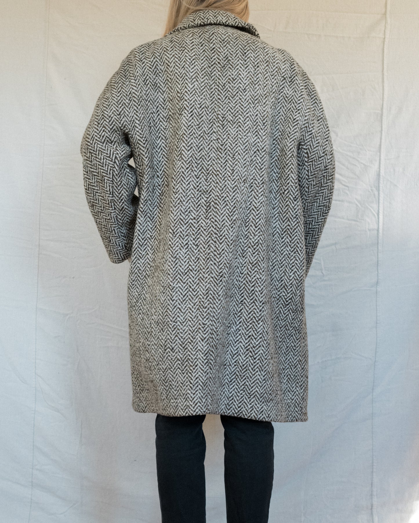 Vintage 60s Herringbone Wool Coat (S/M)