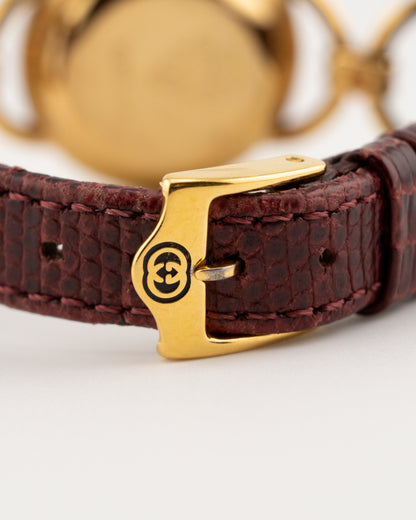 90s GUCCI 6000.2L Horsebit Watch w/Maroon Leather Band