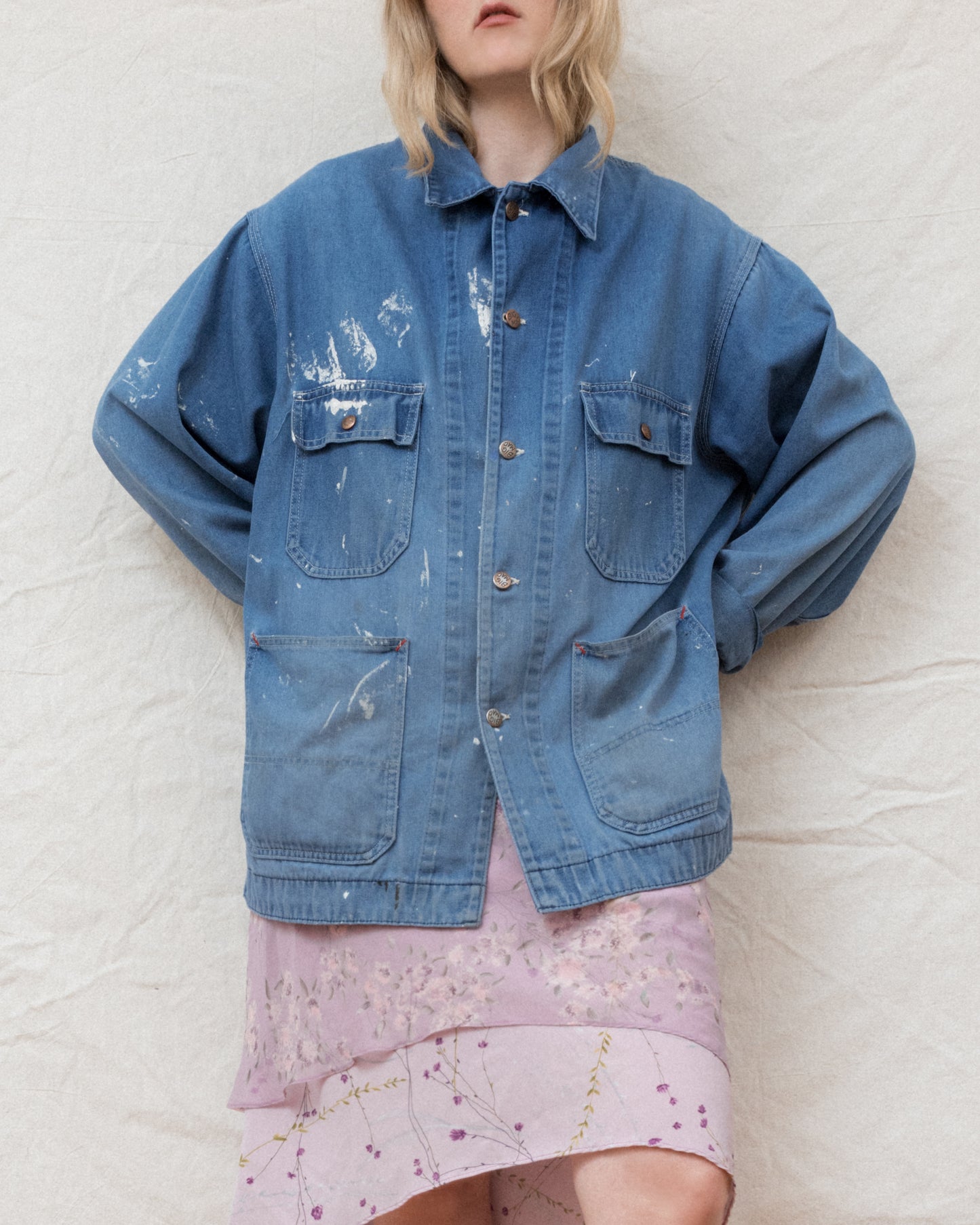 Vintage Paint Splashed Denim Chore Jacket (S-L)