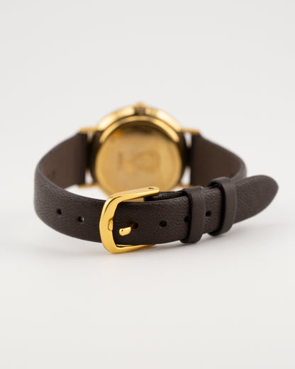 90s GUCCI 3000L Gold Watch w/Brown Leather Band