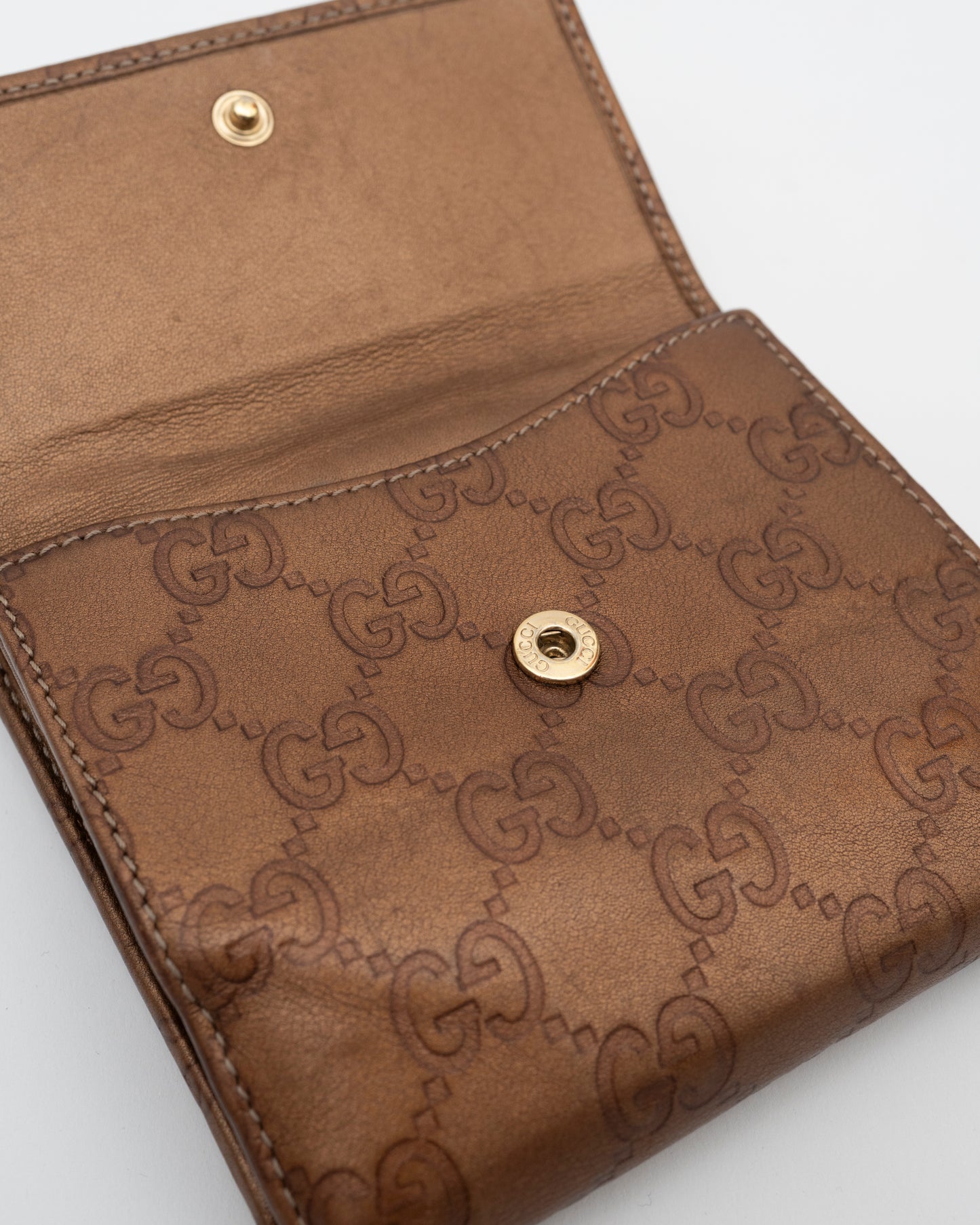 2000s GUCCI Bronze GG Logo Heart Wallet (as is)