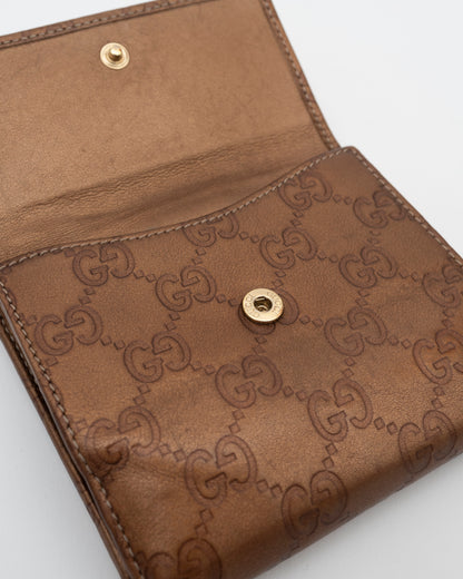 2000s GUCCI Bronze GG Logo Heart Wallet (as is)