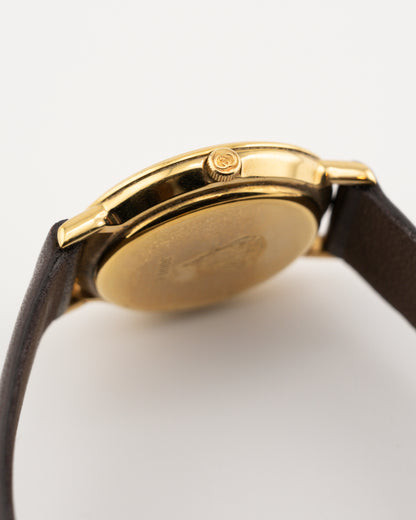 90s GUCCI 3000L Gold Watch w/Brown Leather Band