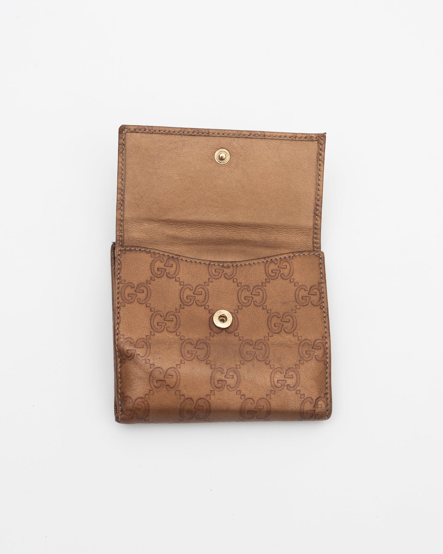 2000s GUCCI Bronze GG Logo Heart Wallet (as is)