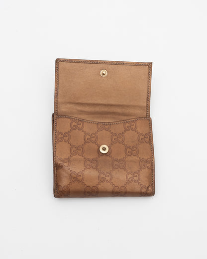 2000s GUCCI Bronze GG Logo Heart Wallet (as is)