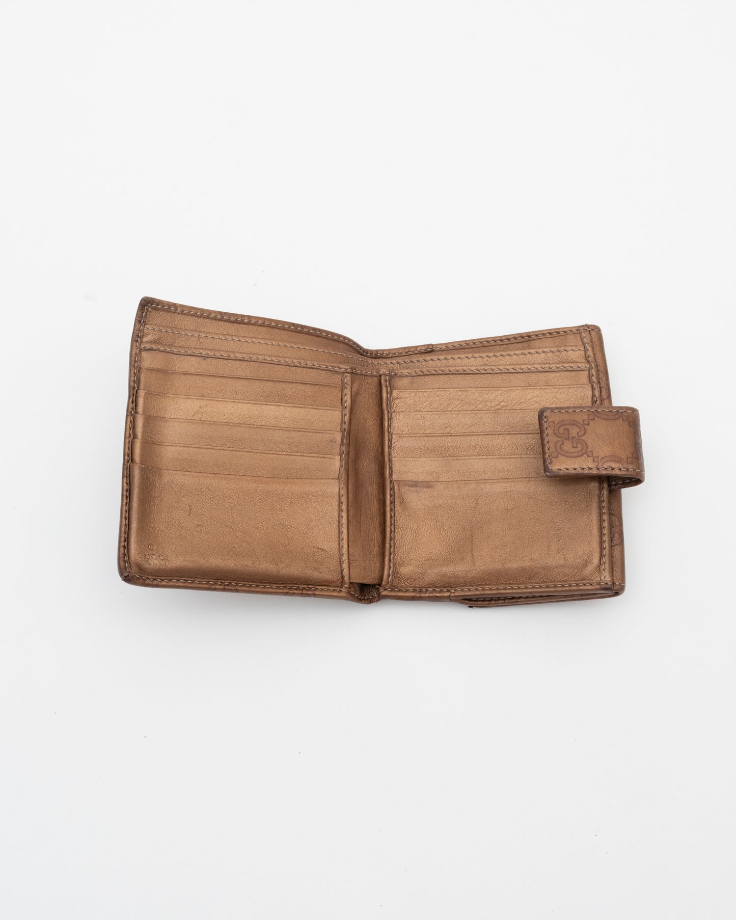 2000s GUCCI Bronze GG Logo Heart Wallet (as is)