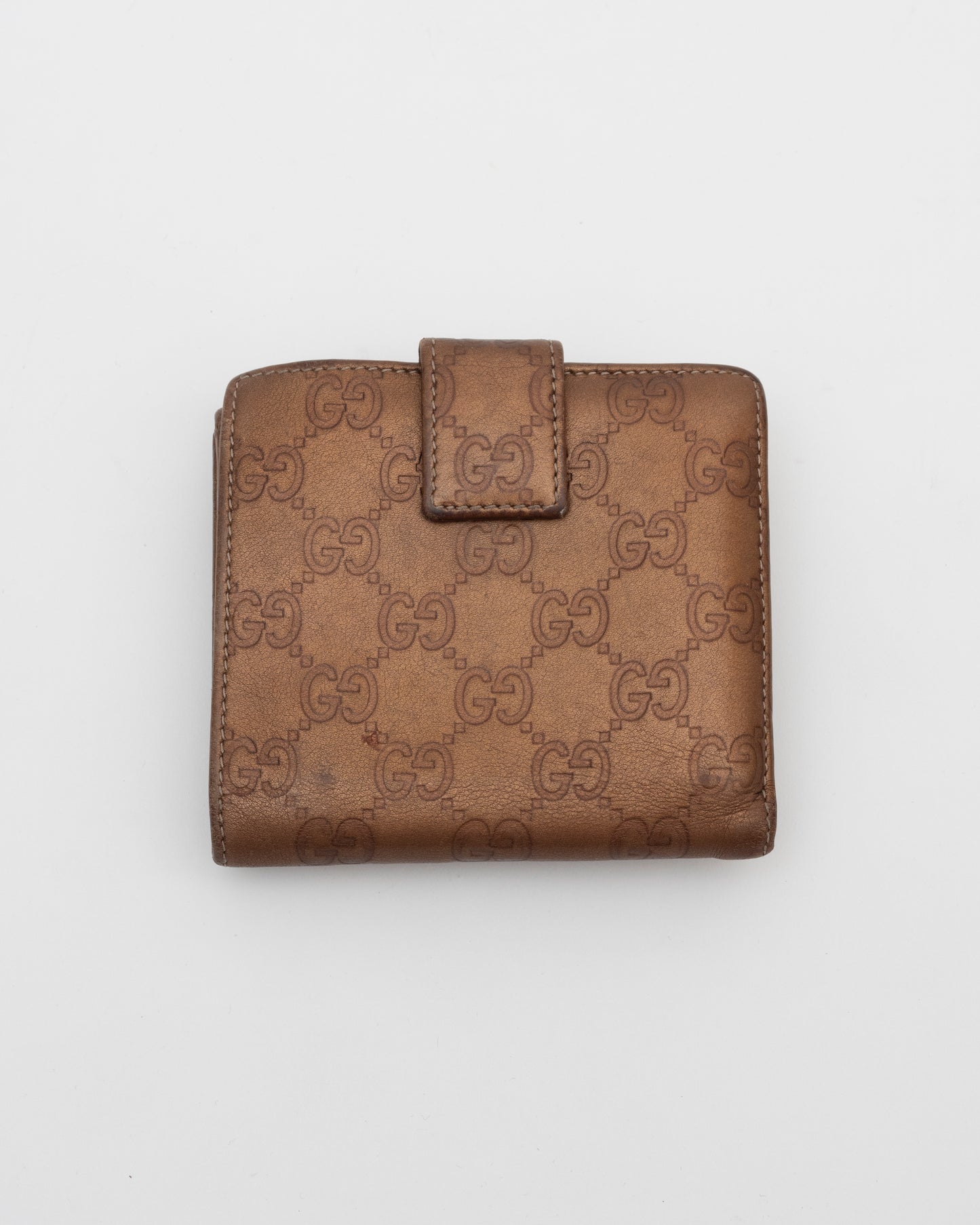2000s GUCCI Bronze GG Logo Heart Wallet (as is)