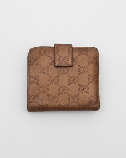 2000s GUCCI Bronze GG Logo Heart Wallet (as is)