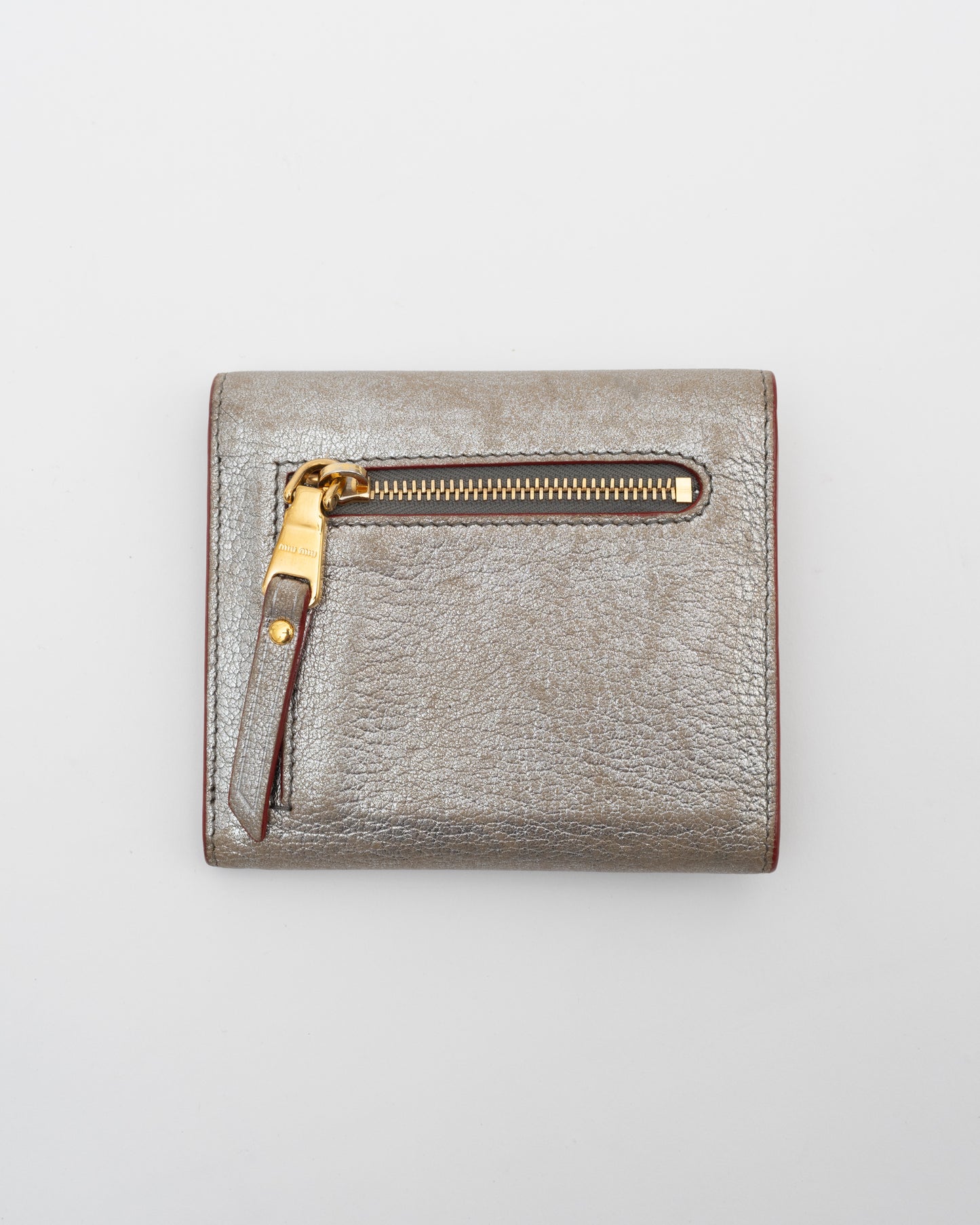 2000s MIU MIU Silver Metallic Madras Love Letter Wallet