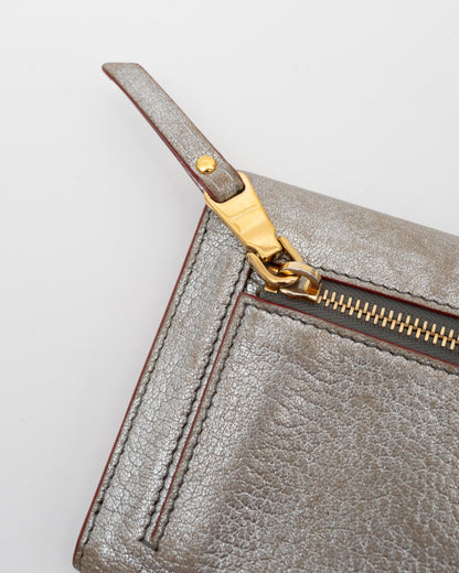 2000s MIU MIU Silver Metallic Madras Love Letter Wallet