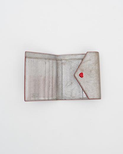 2000s MIU MIU Silver Metallic Madras Love Letter Wallet