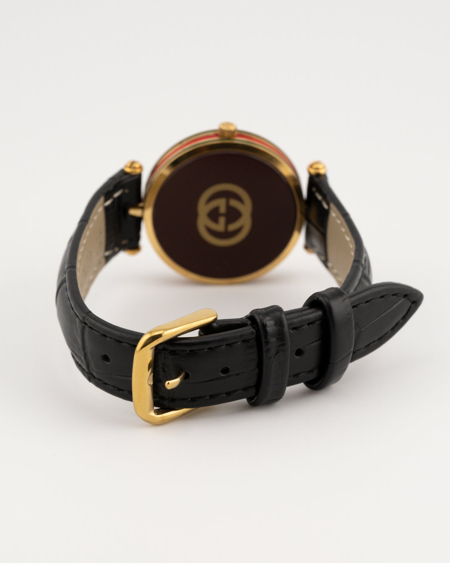 80s GUCCI 2000M Sherry Line Watch w/Black Leather Band