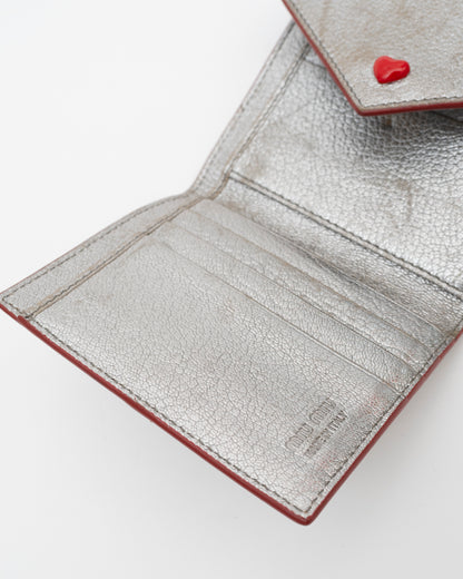 2000s MIU MIU Silver Metallic Madras Love Letter Wallet