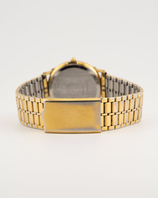 90s CHRISTIAN DIOR 45.122.3 Gold Round Watch w/Date Dial
