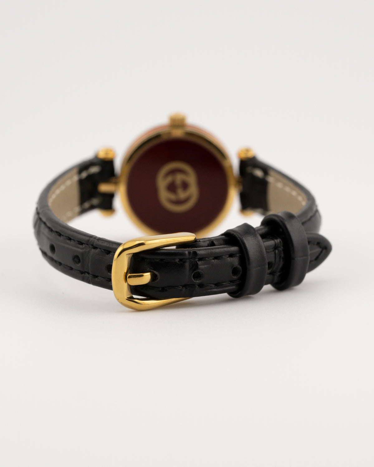 90s GUCCI 2000L Sherry Line Watch w/Black Leather Band