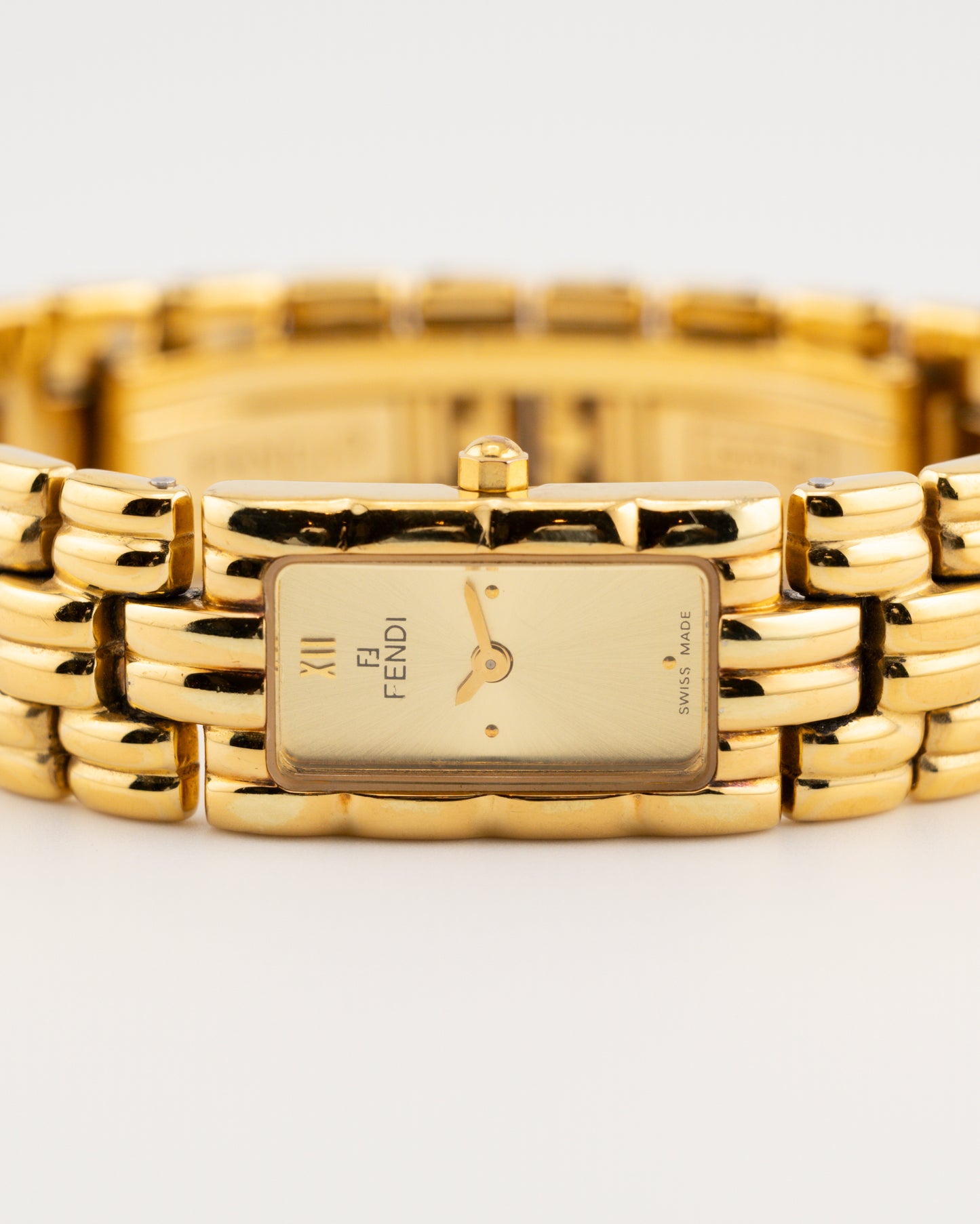 90s FENDI Orologi 670L Gold Rectangular Tank Watch
