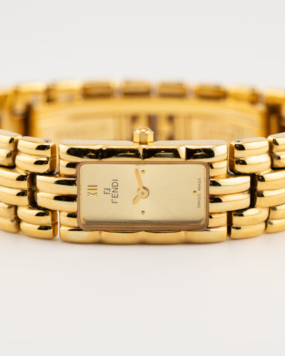 90s FENDI Orologi 670L Gold Rectangular Tank Watch