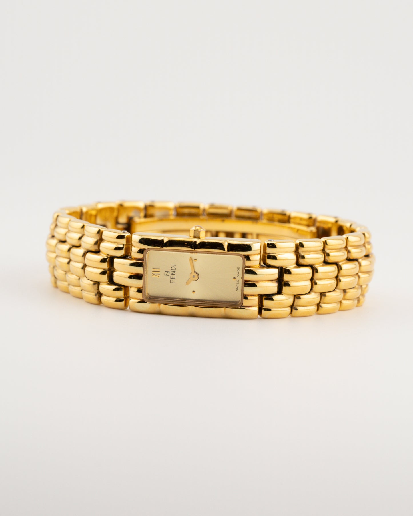 90s FENDI Orologi 670L Gold Rectangular Tank Watch