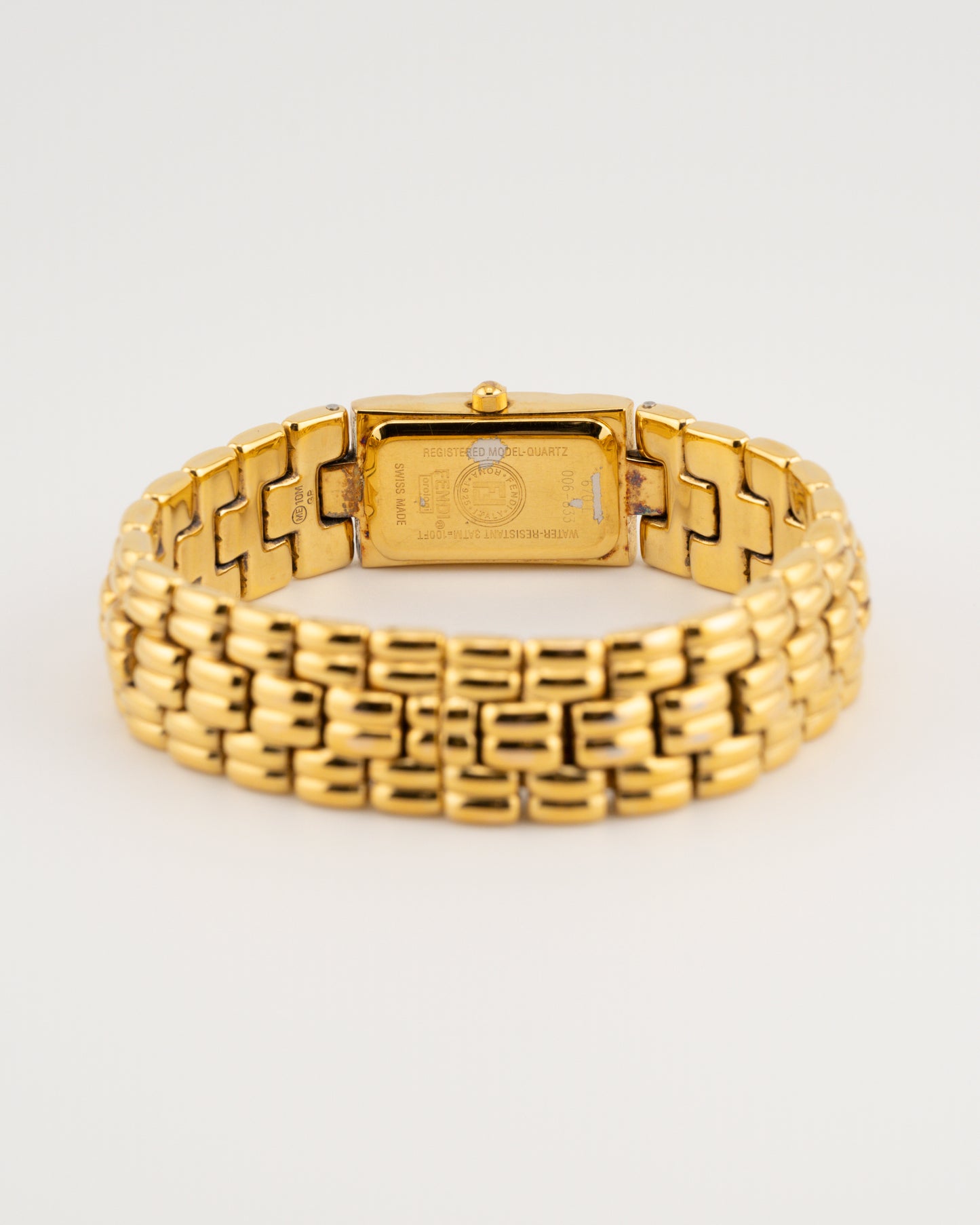 90s FENDI Orologi 670L Gold Rectangular Tank Watch