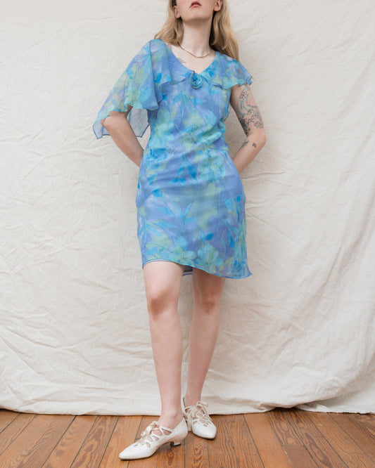 Vintage Floral Watercolor Dress (S/M)