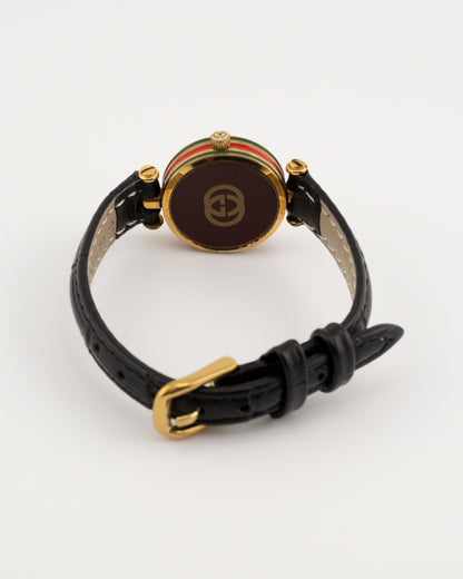 90s GUCCI 2000L Sherry Line Watch w/Black Leather Band