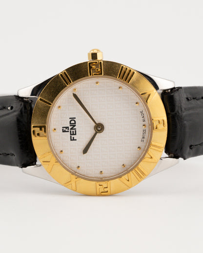 90s FENDI 2000L FF Monogram Dial Watch