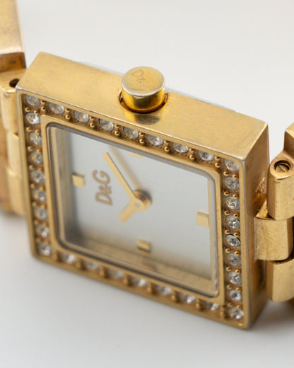 2000s D&G Gold Rhinestone Night & Day Watch