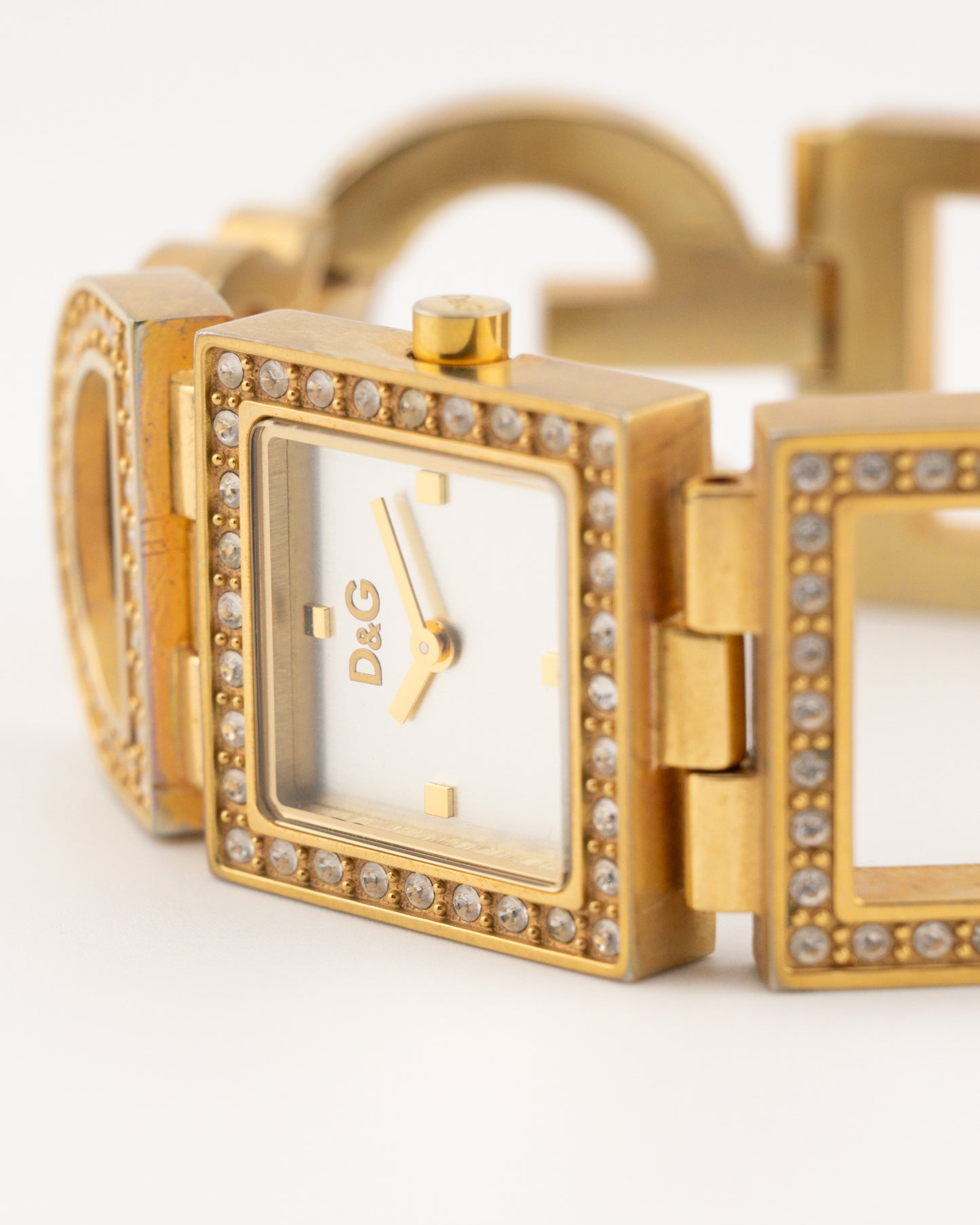 2000s D&G Gold Rhinestone Night & Day Watch