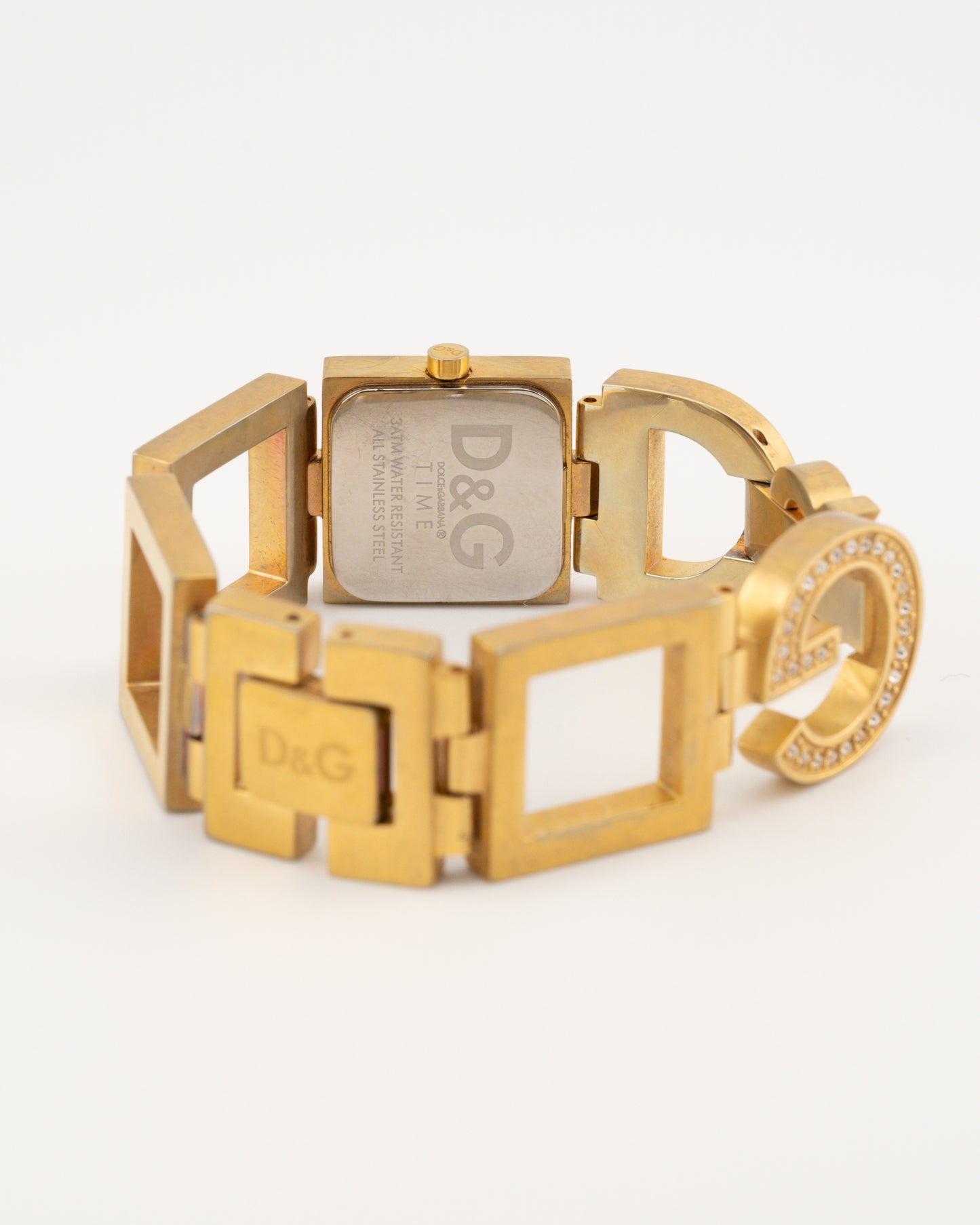 2000s D&G Gold Rhinestone Night & Day Watch