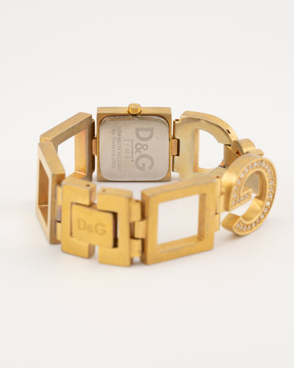 2000s D&G Gold Rhinestone Night & Day Watch