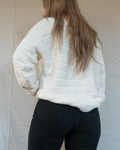 Vintage Creme Chunky Knit Sweater (S/M)