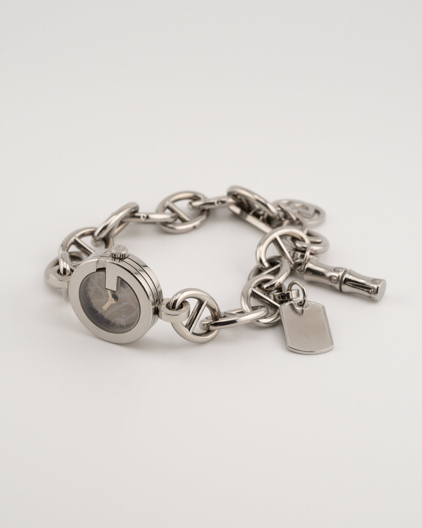 2000s GUCCI 107 Charmy Silver Charm Bracelet Watch