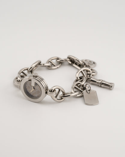 2000s GUCCI 107 Charmy Silver Charm Bracelet Watch