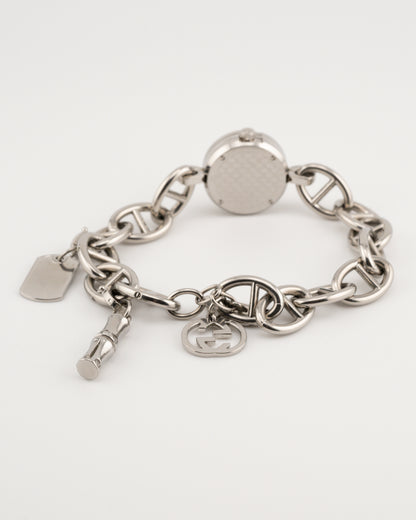 2000s GUCCI 107 Charmy Silver Charm Bracelet Watch