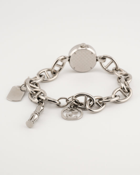 2000s GUCCI 107 Charmy Silver Charm Bracelet Watch