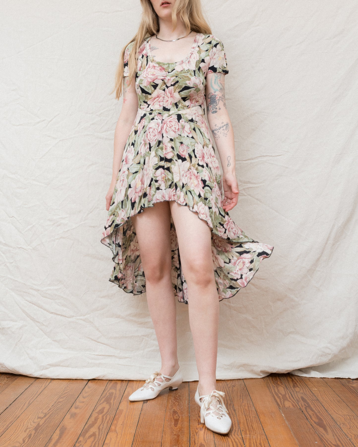 Vintage Floral High Low Dress (S)