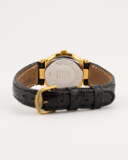 90s GIVENCHY Paris Art Deco Watch w/Date Dial