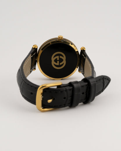 80s GUCCI 2000M Watch w/Black Leather Band