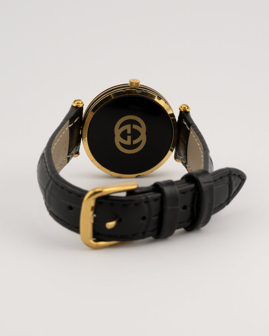 80s GUCCI 2000M Watch w/Black Leather Band